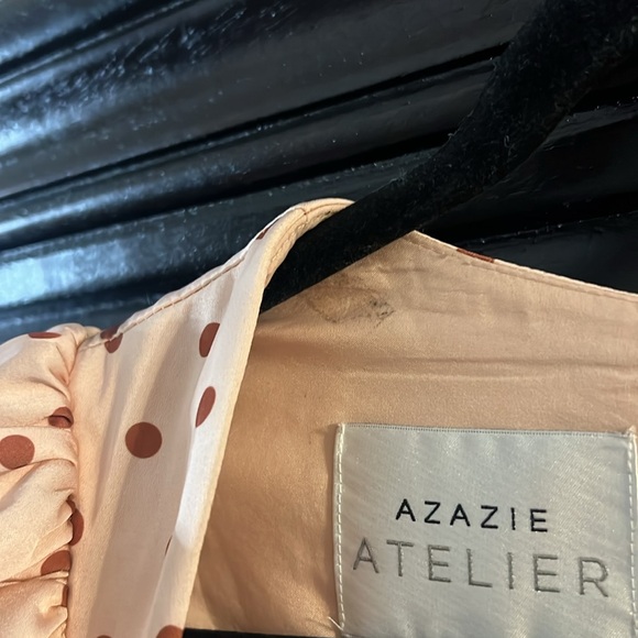 🌟 PROM 🌟AZAZIE ATELIER, “CYNDI” BLUSH PINK AND COPPER POLKA DOT MINI DRESS - Picture 10 of 13